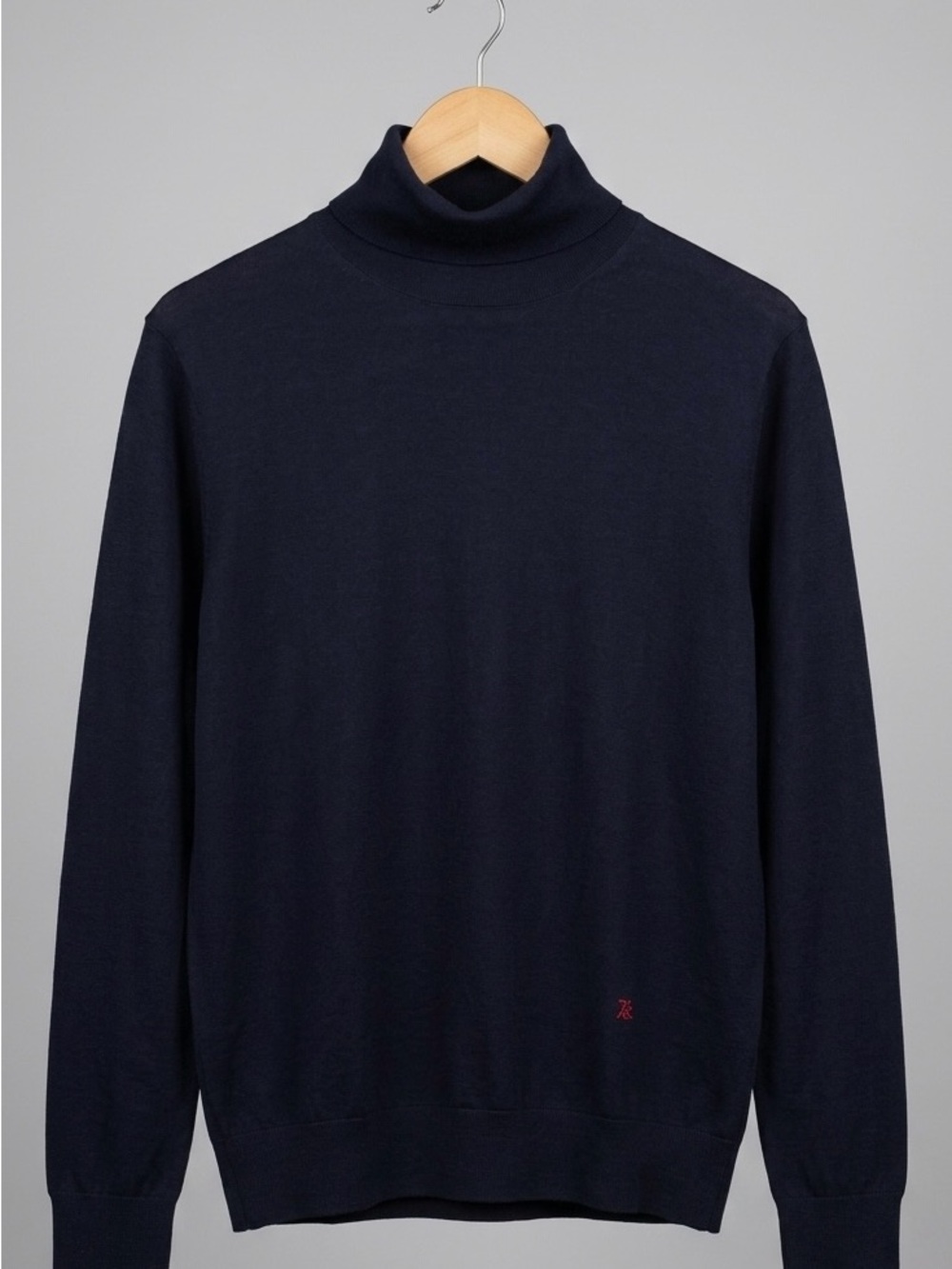 Carolina Herrera Men's Navy Turtleneck Sweater. Merino wool
